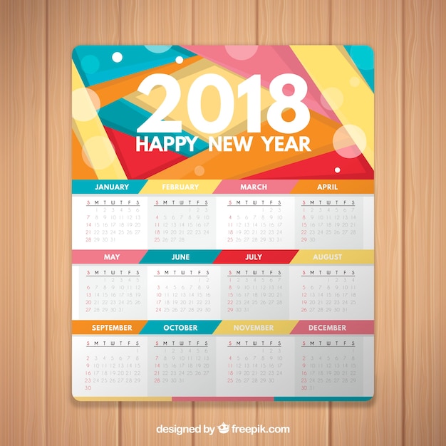 Vecteur gratuit calendrier 2018