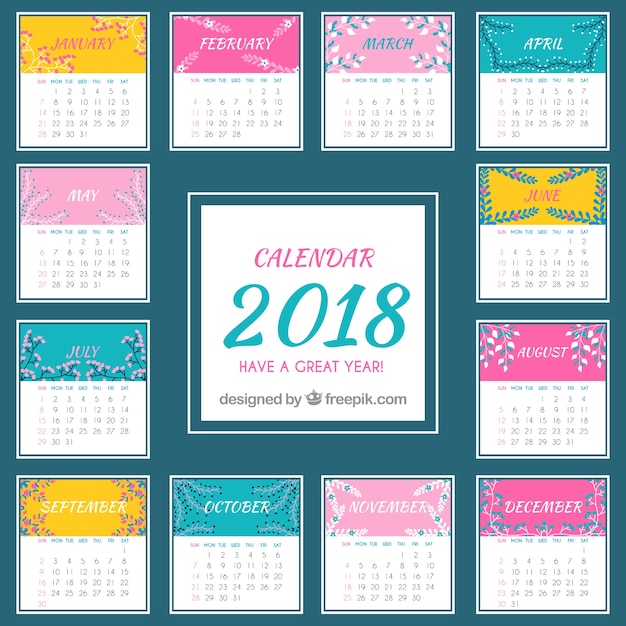 Vecteur gratuit calendrier 2018