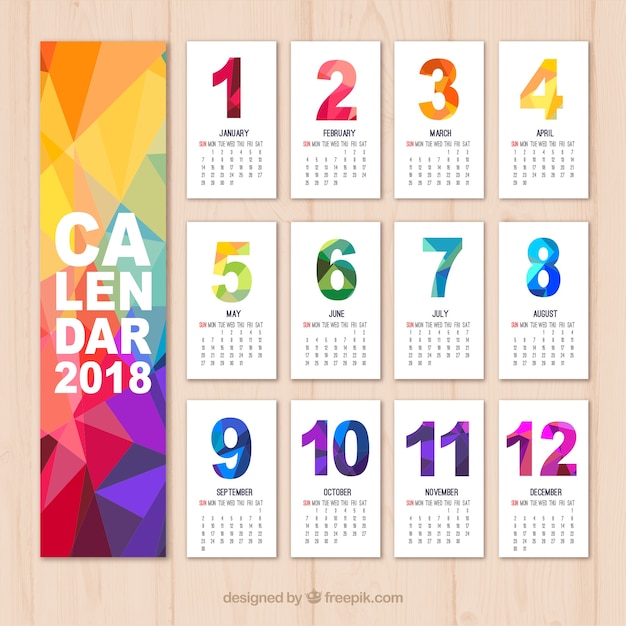 Vecteur gratuit calendrier 2018