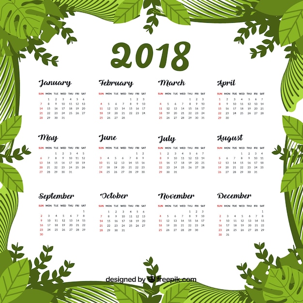 Vecteur gratuit calendrier 2018