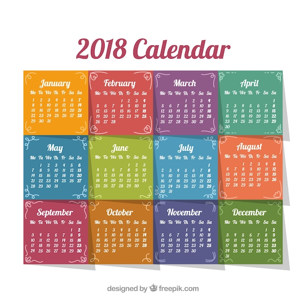 Vecteur gratuit calendrier 2018