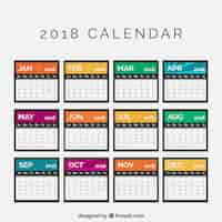 Vecteur gratuit calendrier 2018