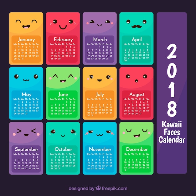 Vecteur gratuit calendrier 2018