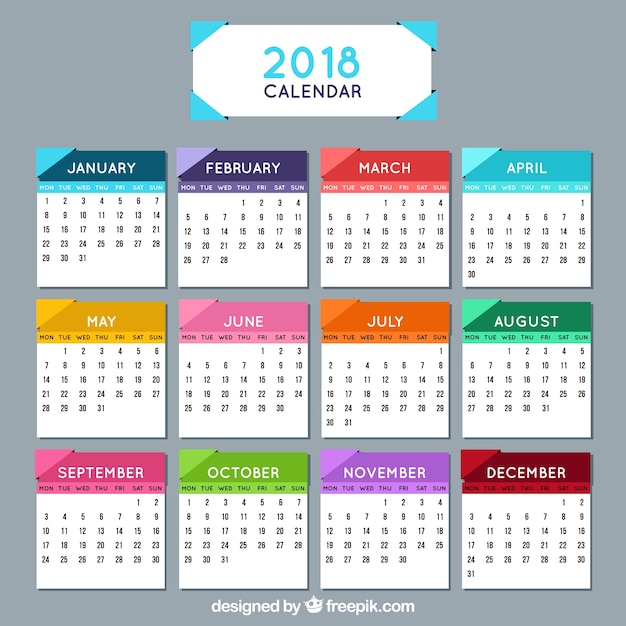 Vecteur gratuit calendrier 2018