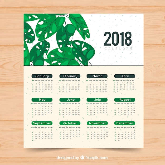 Vecteur gratuit calendrier 2018