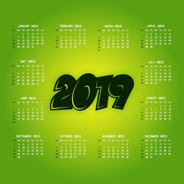 Vecteur gratuit calendrier 2019 avec vecteur de design créatif