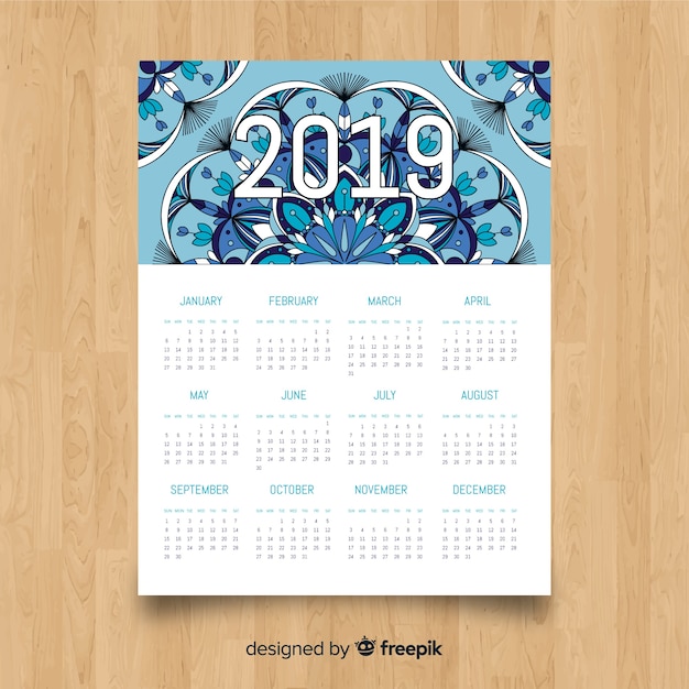 Vecteur gratuit calendrier 2019