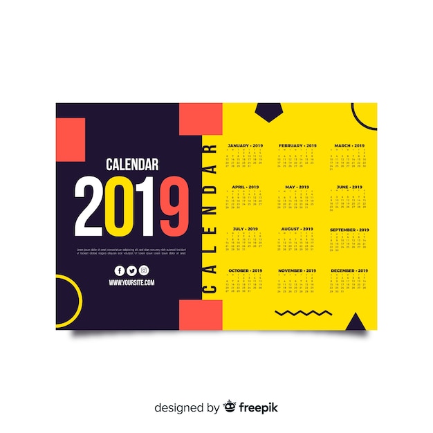 Vecteur gratuit calendrier 2019