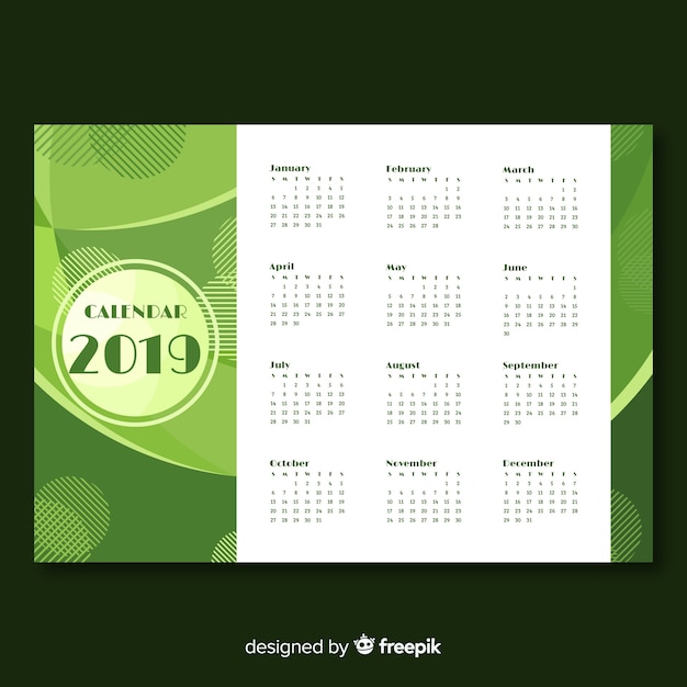 Vecteur gratuit calendrier 2019