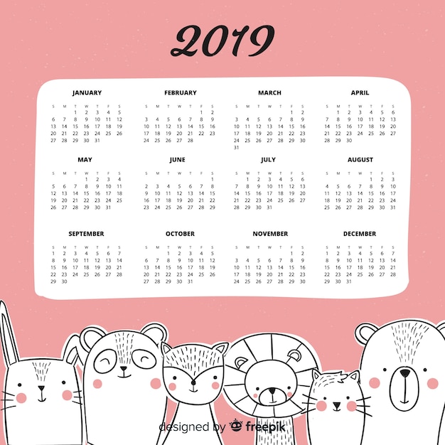 Vecteur gratuit calendrier 2019