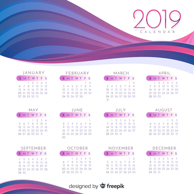 Vecteur gratuit calendrier 2019