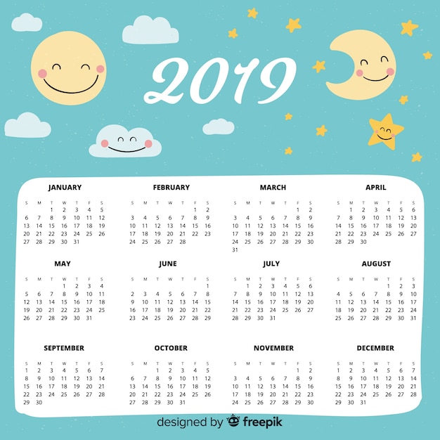 Vecteur gratuit calendrier 2019