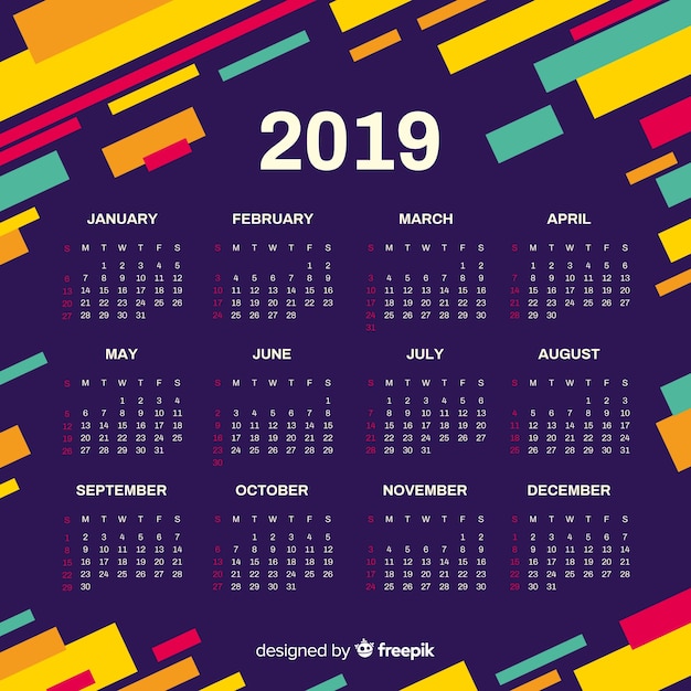 Vecteur gratuit calendrier 2019