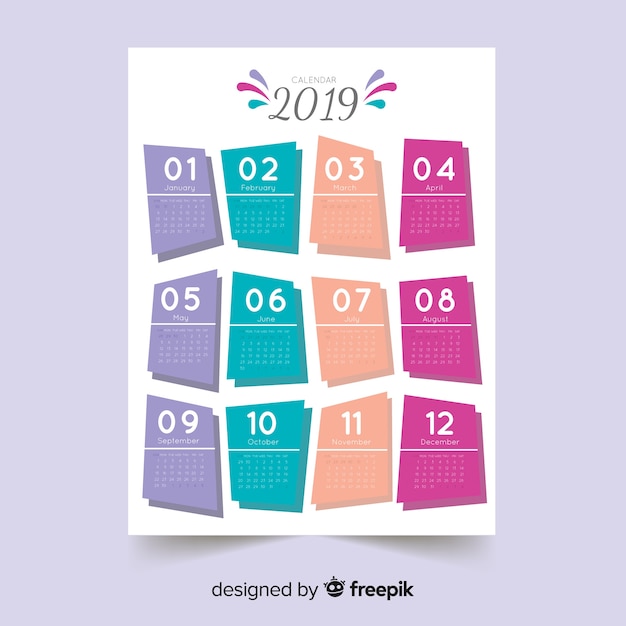 Vecteur gratuit calendrier 2019