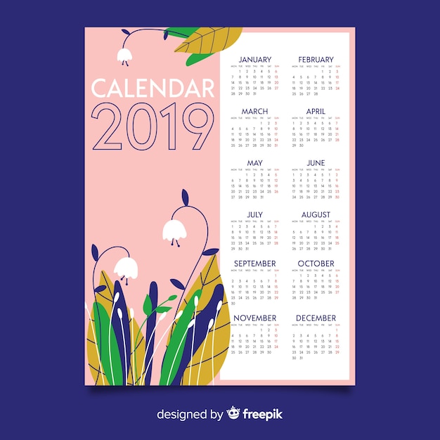 Vecteur gratuit calendrier 2019