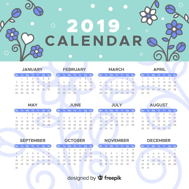 Vecteur gratuit calendrier 2019