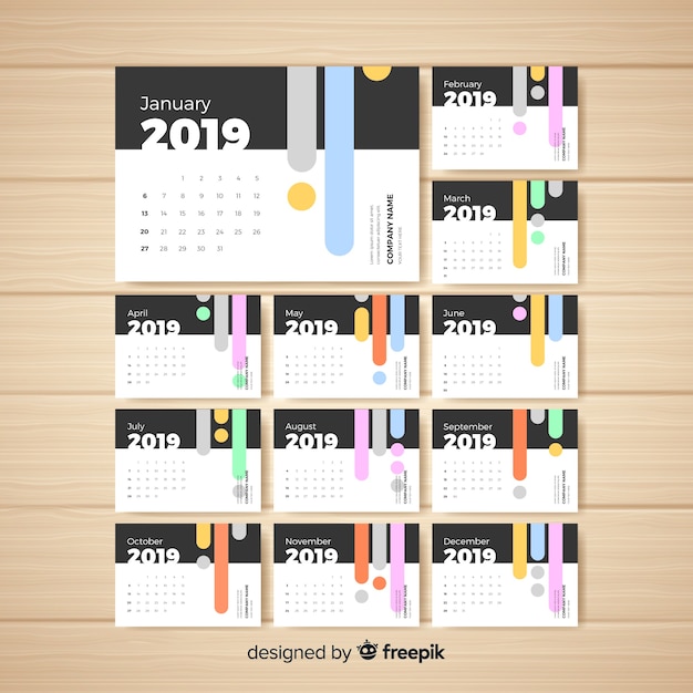 Vecteur gratuit calendrier 2019