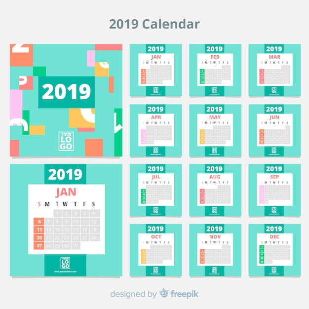 Vecteur gratuit calendrier 2019