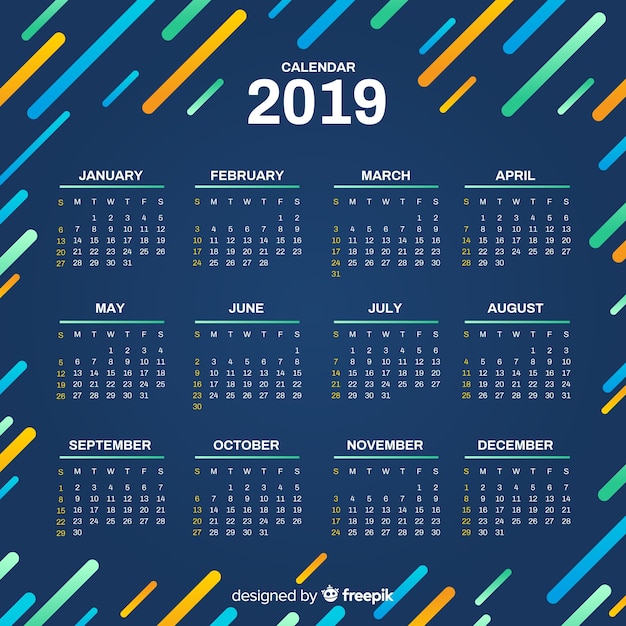 Vecteur gratuit calendrier 2019