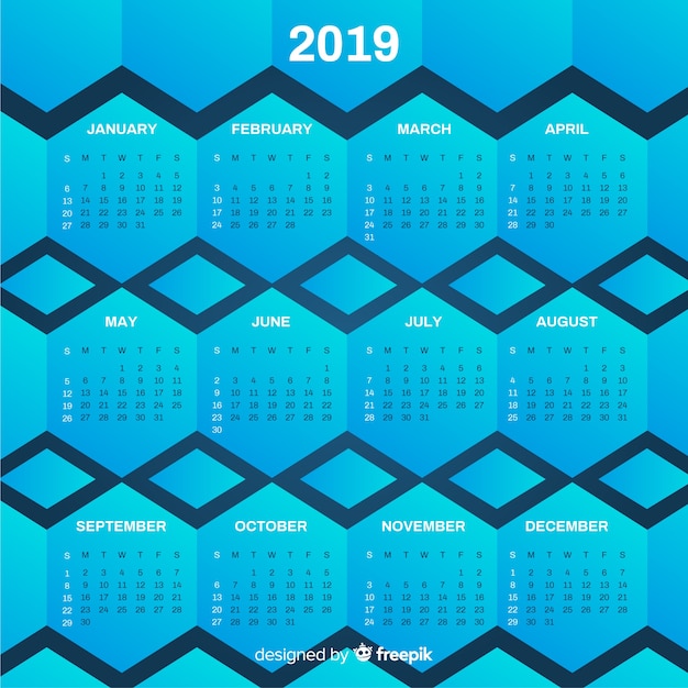 Vecteur gratuit calendrier 2019