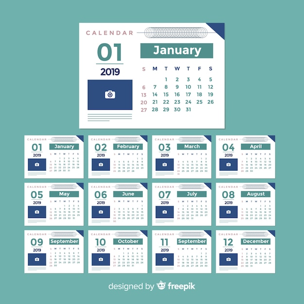 Vecteur gratuit calendrier 2019