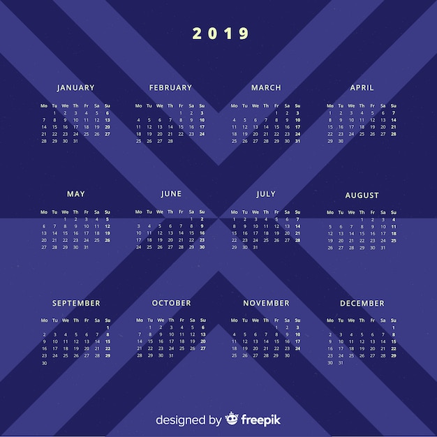 Vecteur gratuit calendrier 2019