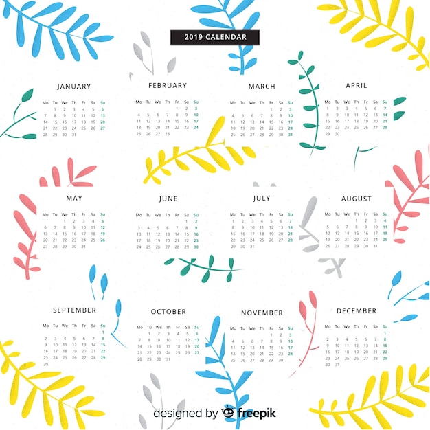 Vecteur gratuit calendrier 2019