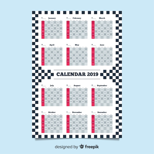 Vecteur gratuit calendrier 2019