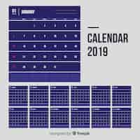 Vecteur gratuit calendrier 2019