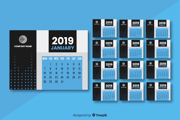 Vecteur gratuit calendrier 2019