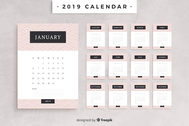 Vecteur gratuit calendrier 2019