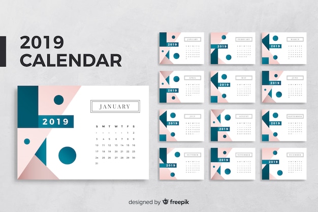 Vecteur gratuit calendrier 2019