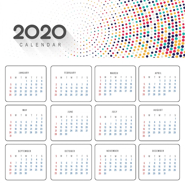 Vecteur gratuit calendrier 2020