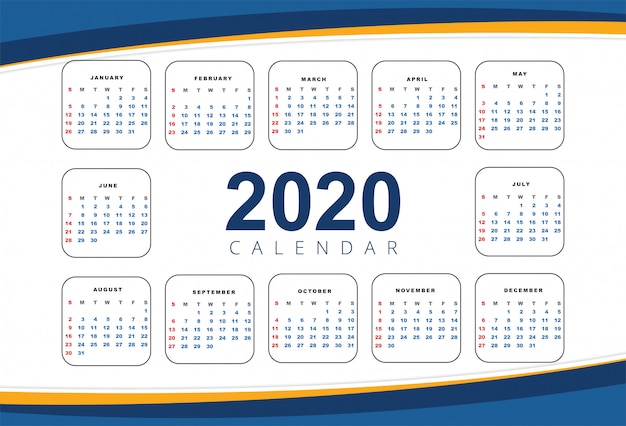 Vecteur gratuit calendrier 2020