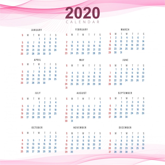 Vecteur gratuit calendrier 2020