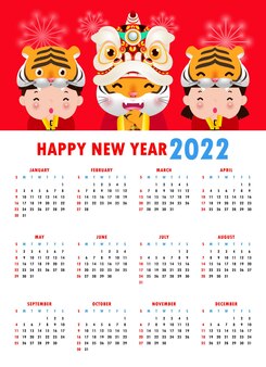 Calendrier 2022 joyeux nouvel an chinois joyeux nouvel an chinois 2022 année du tigre
