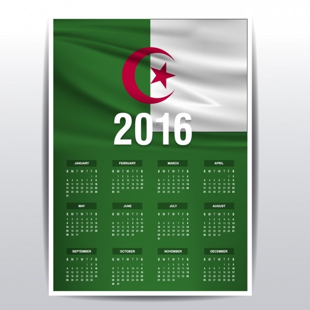 Vecteur gratuit calendrier algérie 2016