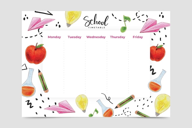 Calendrier Aquarelle De Retour à L'école