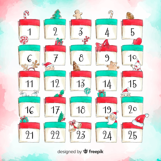 Calendrier De L'avent Aquarelle