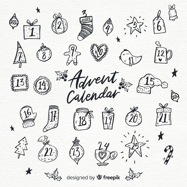 Calendrier de l&#39;avent dessiné à la main