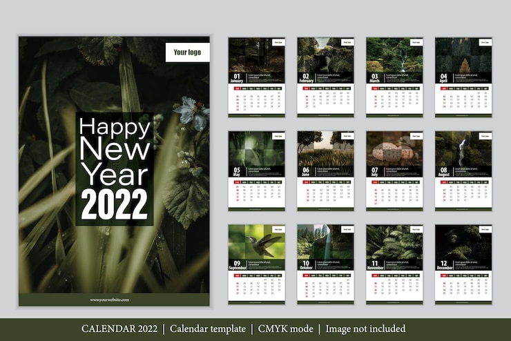 Vecteur gratuit calendrier bonne année 2022