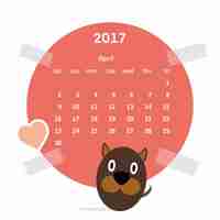 Vecteur gratuit calendrier coloré avec un chien