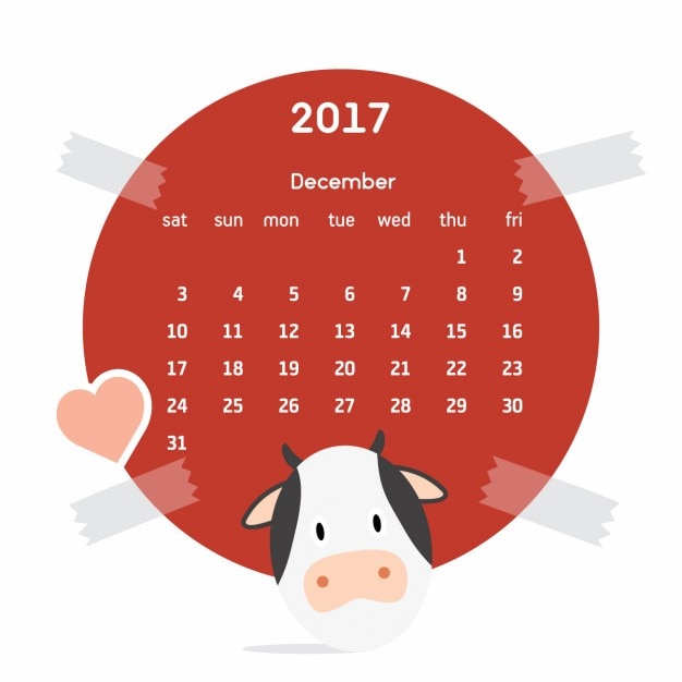 Calendrier Coloré Avec Une Vache