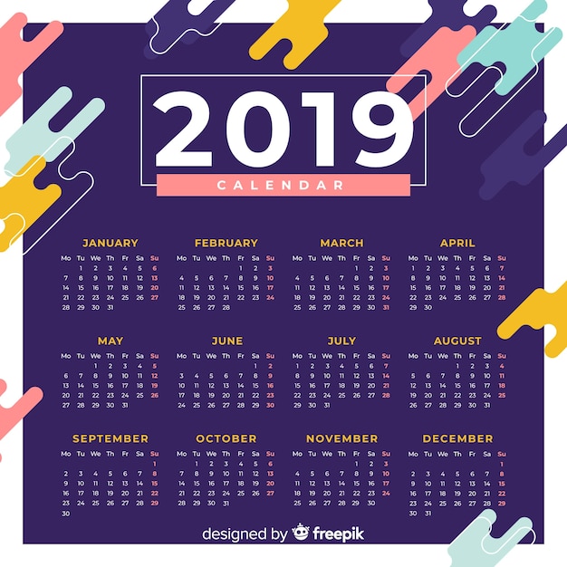 Calendrier Du Nouvel An 2019