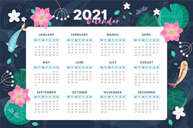 Calendrier Du Nouvel An 2021 Dessiné à La Main