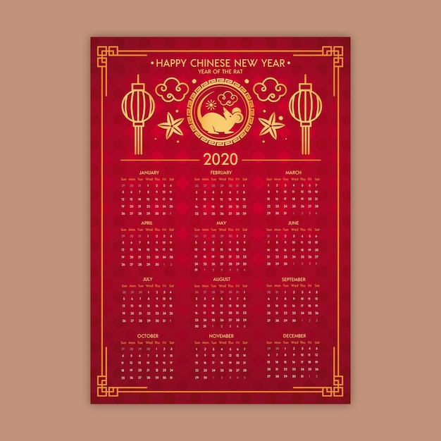 Calendrier Du Nouvel An Chinois Au Design Plat