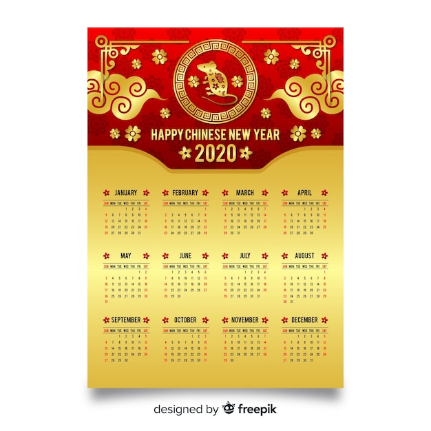 Calendrier Du Nouvel An Chinois Doré