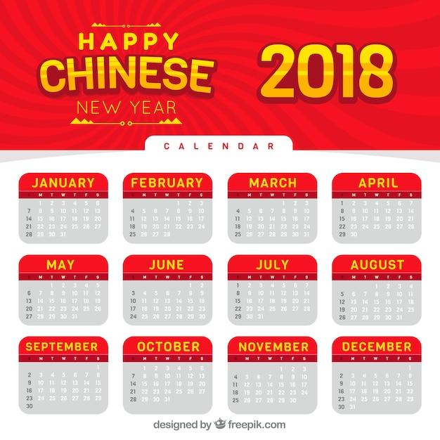 Vecteur gratuit calendrier du nouvel an chinois