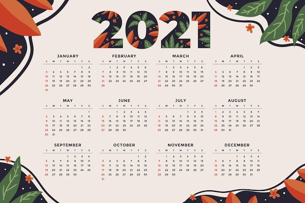 Calendrier Du Nouvel An Dessiné à La Main