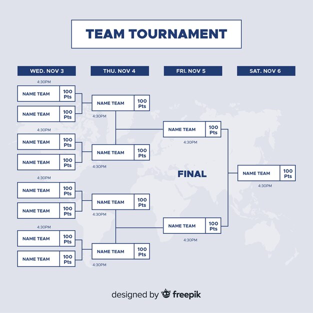 Calendrier du tournoi dessiné à la main moderne